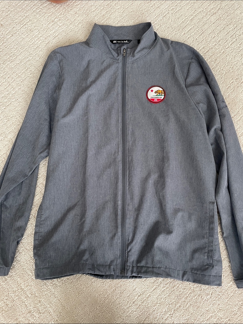 Travis Mathew Men's Gray Zip-Front Jacket - California Patch